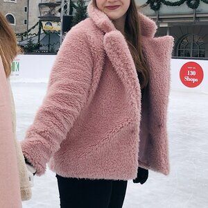 Pink Faux Fur Coat - Size M 💖